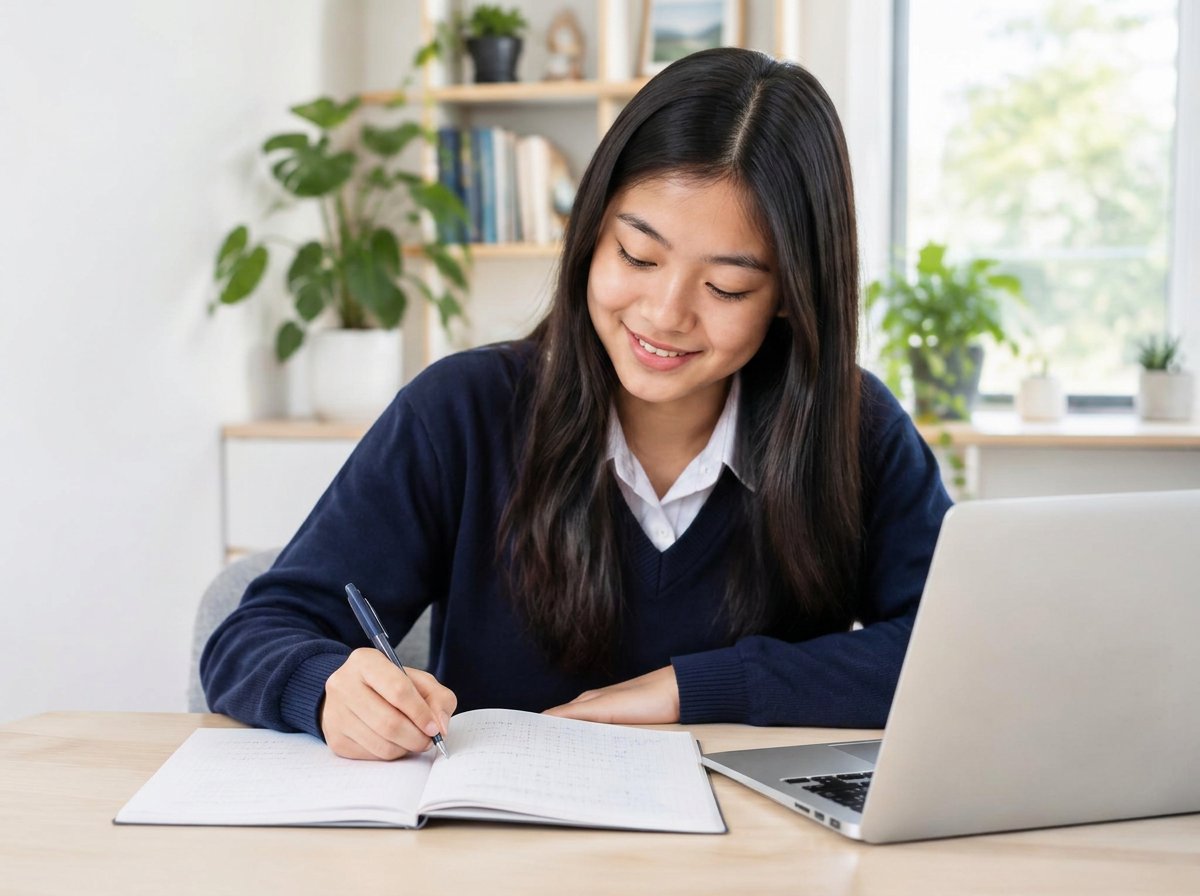 Student completing a handwritten maths test